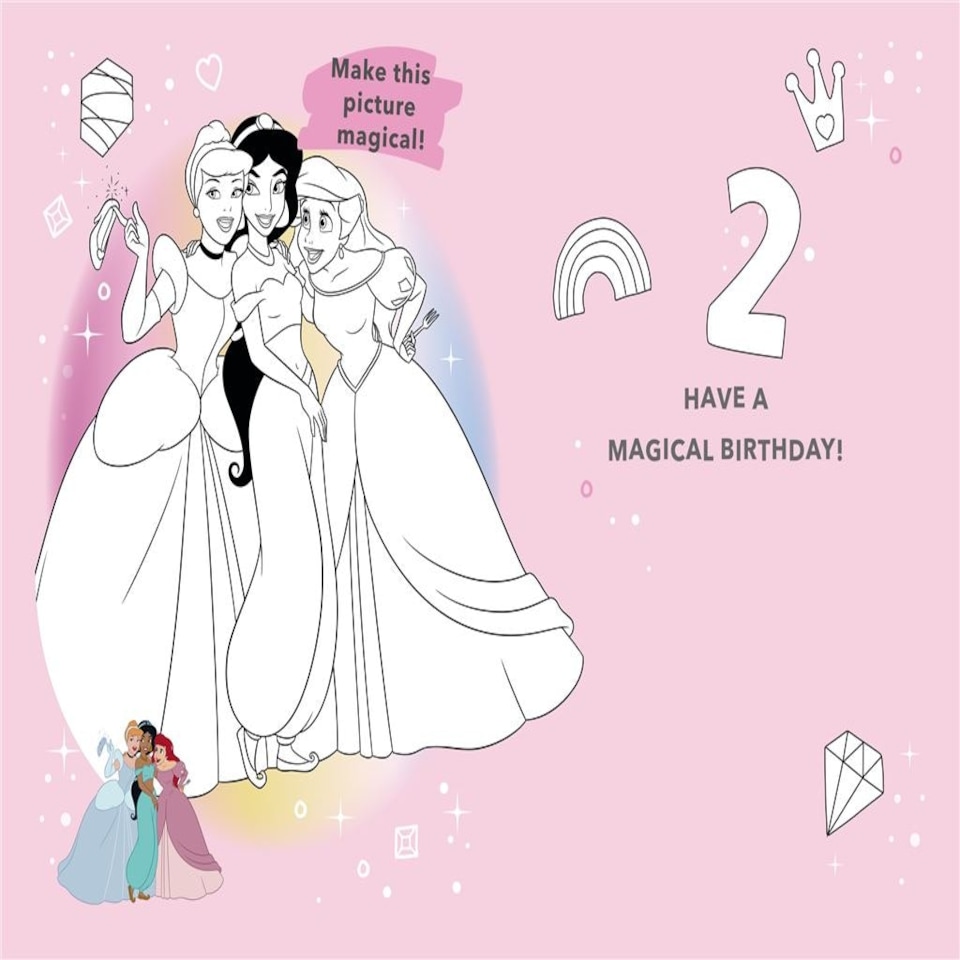 image 1 of Disney Princess 2nd Birthday Wow! Card Activity Inside