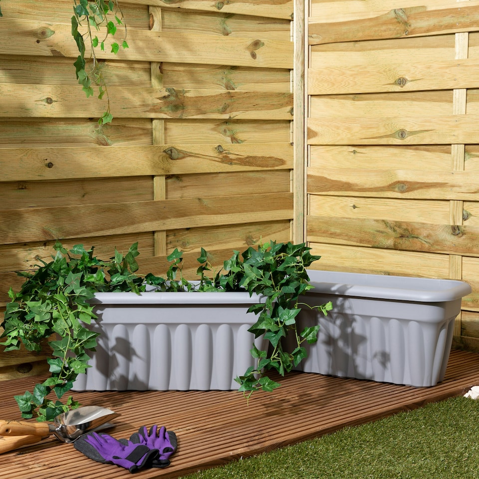 image 1 of Vista 2x 60cm Rectangular Plastic Garden Trough Grey