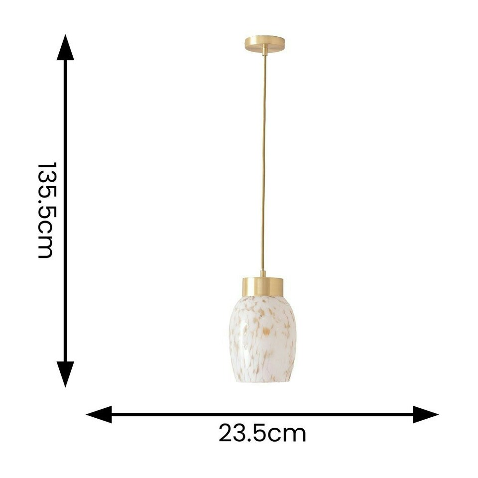 image 1 of ValueLights India Confetti Glass Shade Brushed Gold Capped Ceiling Pendant Light with Bulb Gold