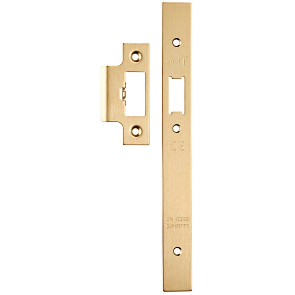 Loops Forend Strike & Fixing Pack Suitable for DIN Security Latch Satin Brass in Metallics