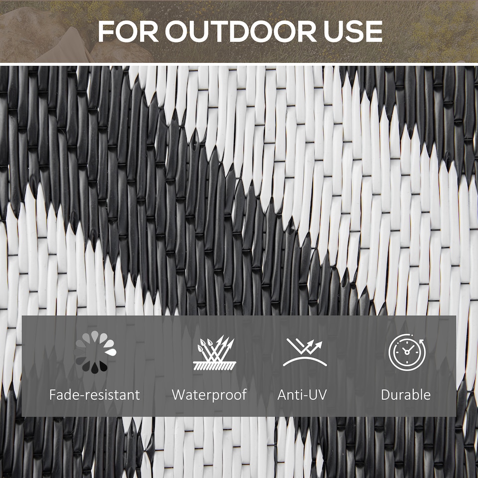 image 1 of Outsunny 152x243cm Reversible Outdoor Rug Portable Straw RV Camping Mat