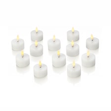 Auraglow Set of Flickering Flame LED Tea Lights | White