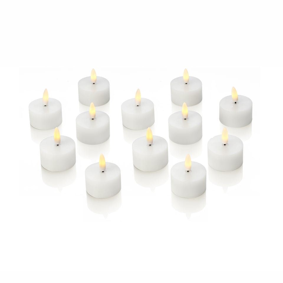 image 1 of Auraglow Set of Flickering Flame LED Tea Lights | White