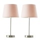 image 3 of ValueLights Charlie Chrome Table Lamp Grey Velvet Chrome Shade Pink