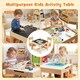 image 7 of COSTWAY Kids Table and Chairs Set Wooden Table Natural