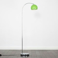 ValueLights Curva Polished Silver Floor Lamp with Green Dome Shade and LED Bulb