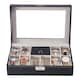 image 4 of Living and Home 8-Slot Black PU Leather Watch Display Box with Ring Slots