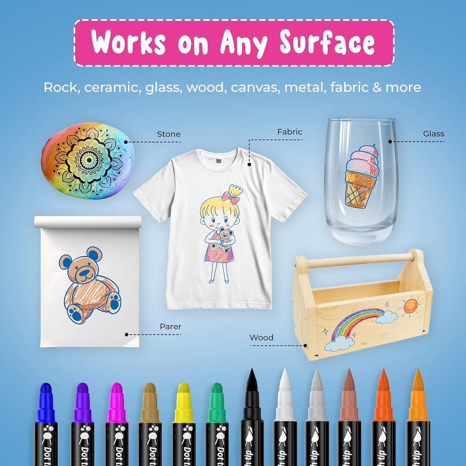 image 1 of Desire Deluxe Acrylic Paint Pens for Rock Painting, Stone, Ceramic, Glass, Wood, Canvas – Set of 26 Non Toxic Water Based Markers - Great Artists Painting Supplies