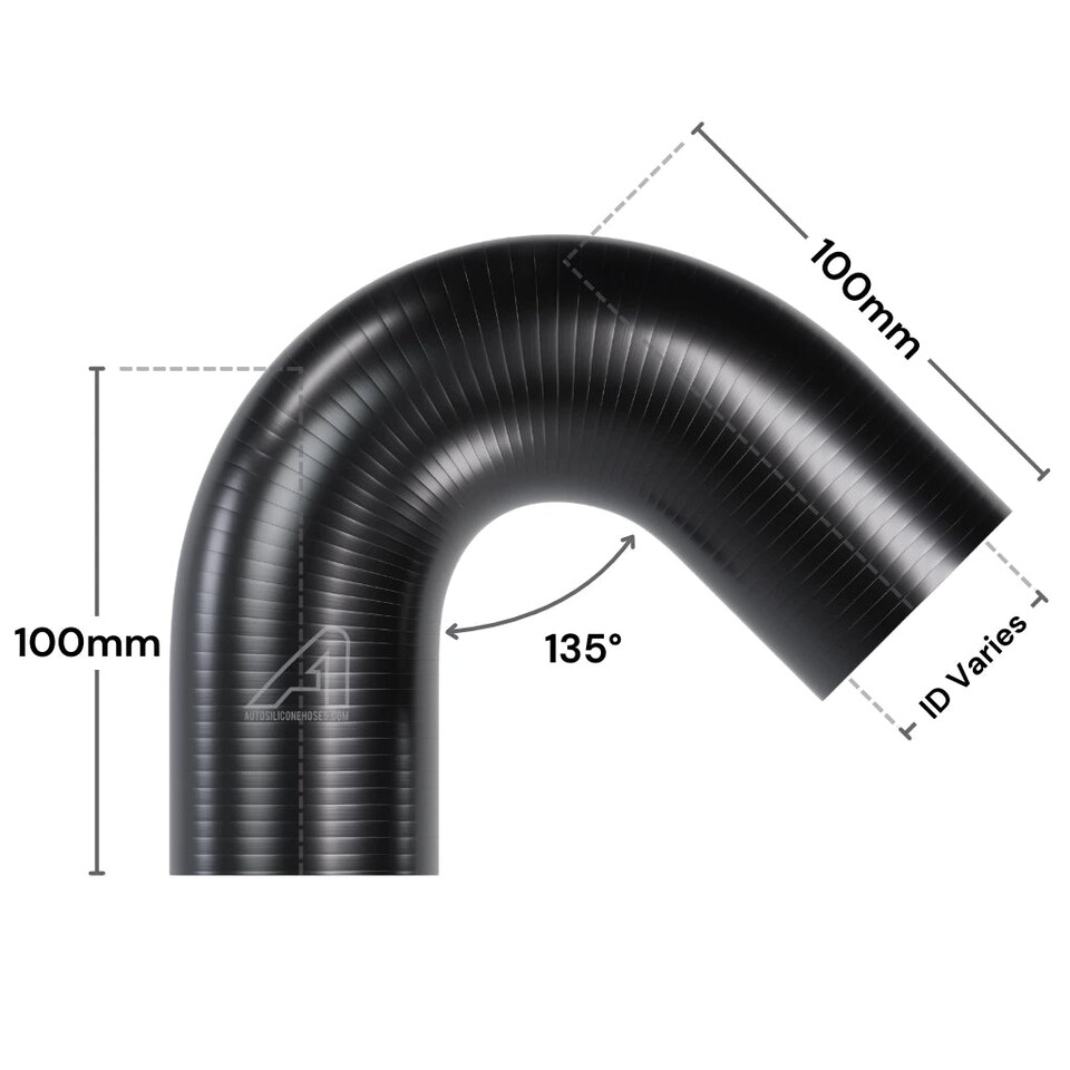 image 1 of Auto Silicone Hoses 19mm Black 135 Degree Silicone Elbow Hose Coupler Bend Pipe Connector Turbo Intercooler Radiator Coolant Air
