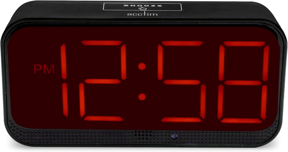 image 1 of Acctim Silas LED Wireless Alarm Clock, 2-inch Display with Adjustable Volume and Brightness | Black | Black/Red