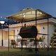 image 8 of Outsunny 2.4 x 1.5 m  Grill Gazebo Canopy with LED Lights, Double Tiered Outdoor BBQ Gazebo Shelter with 2 Side Shelves, Storage Basket and Hooks for Garden, Barbecue, Picnic, Beige