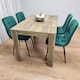 image 4 of Dining Set of 4 Dining Table and 4 Green Velvet Chairs Dining Room
