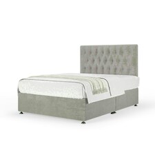 Seal Grey Naples Velvet No Drawer Divan Base and Lona Headboard King Size