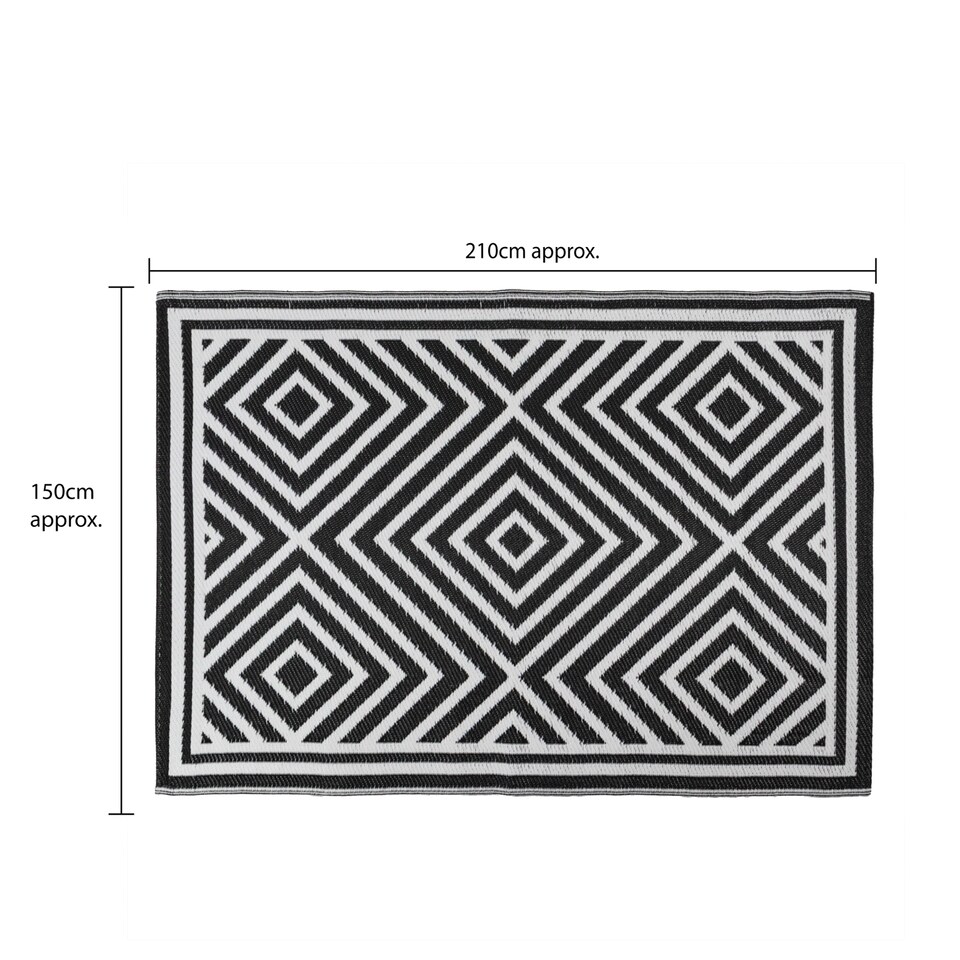 image 1 of JVL Lightweight Reversible Outdoor Rug – Tile Pattern, Plastic Woven, 150 x 210 cm