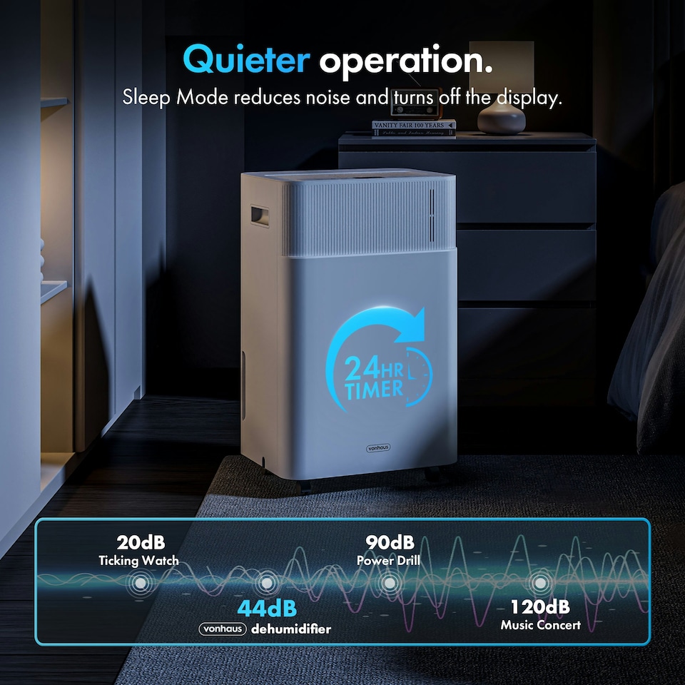 image 1 of VonHaus Dehumidifier 20L/Day, 4.5L Water Tank, With WiFi