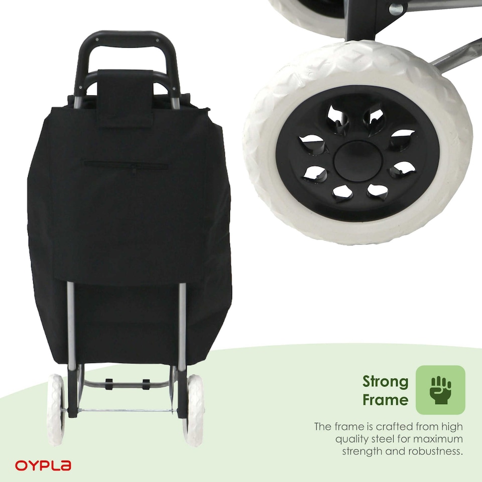 image 1 of 2 Wheel Folding Shopping Trolley Bag Cart Market Laundry | Black