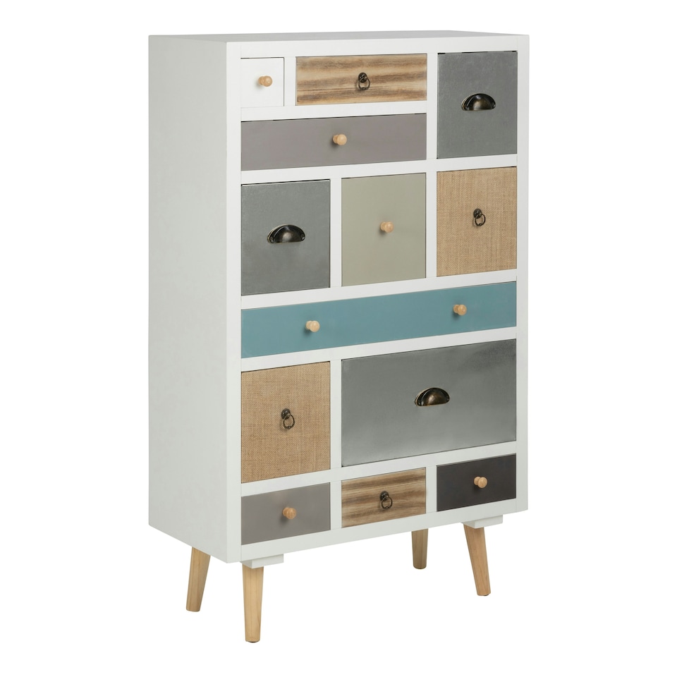 image 1 of Thais White Shabby Chic Multi Coloured 13 Drawer Chest
