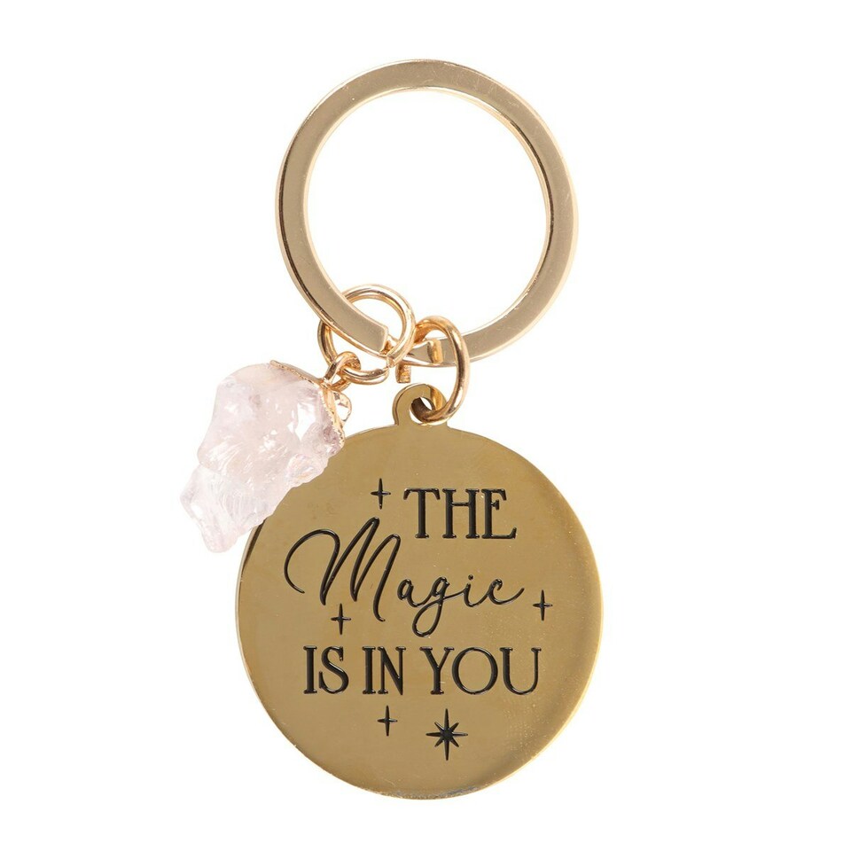 Something Different The Magic Is In You Rose Quartz Keyring - Pink/Gold - One Size