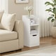 image 2 of Yaheetech Narrow Nightstand with Drawer-White | White | White | 25 cm W × 30 cm D × 65 cm H | 1