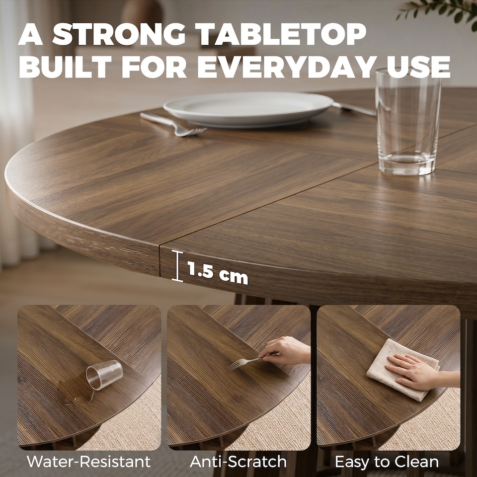 image 1 of HOMCOM Modern Dining Table for 4-6 People 120 cm Light Walnut