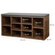 image 2 of 10-Compartment Entryway Shoe Storage Cabinet with Cushioned Seat, Rustic Brown and Grey