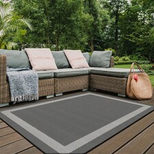 Reversible Outdoor Rugs in Bordered Design Duo Weave Collection