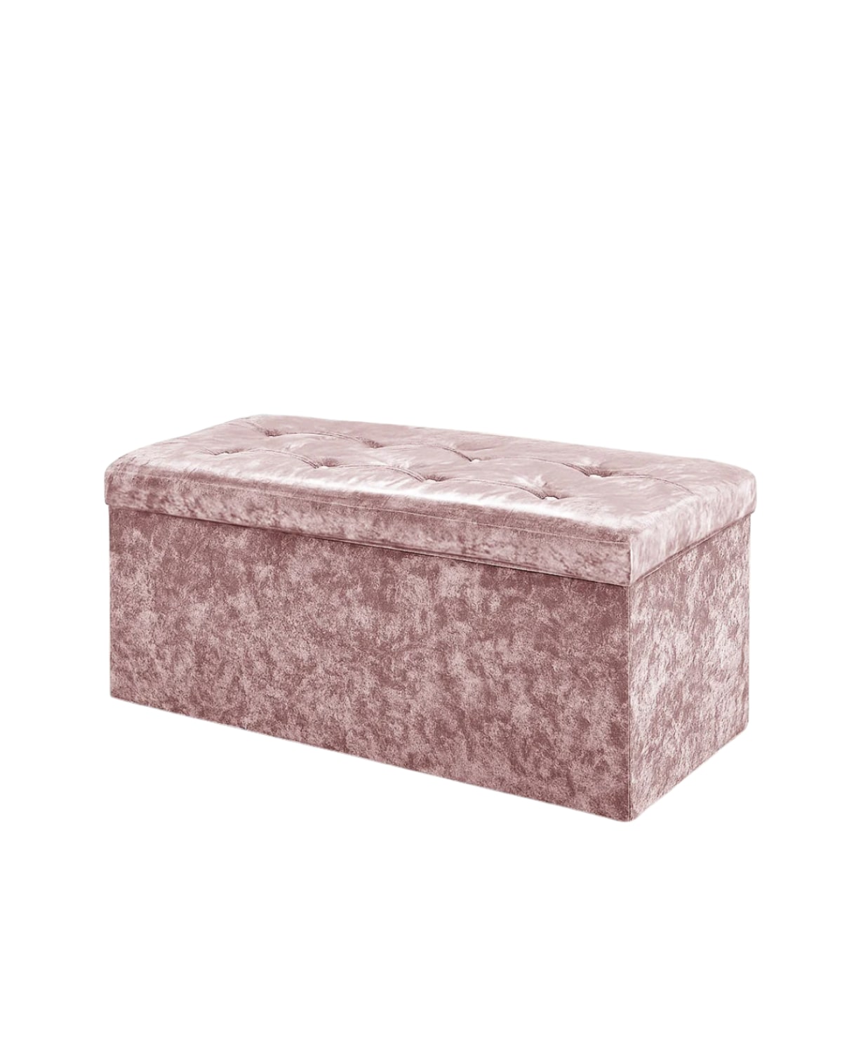 Home Republic Foldable Crushed Velvet Storage Ottoman in Pink | Size: 2 Seater