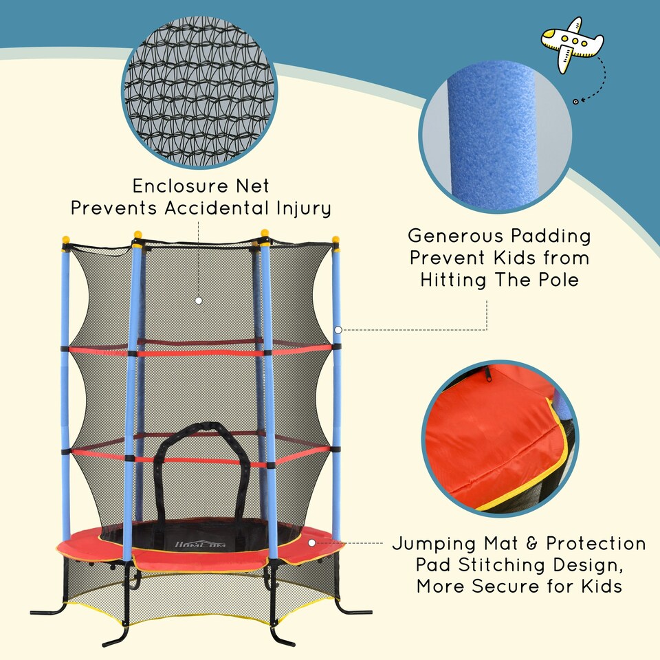 image 1 of HOMCOM Trampoline for Kids w/Enclosure Net Built-in Zipper 3-10 Year