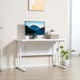 image 2 of HOMCOM Computer Desk Writing Table with 2 Cable Management Holes Metal Leg White