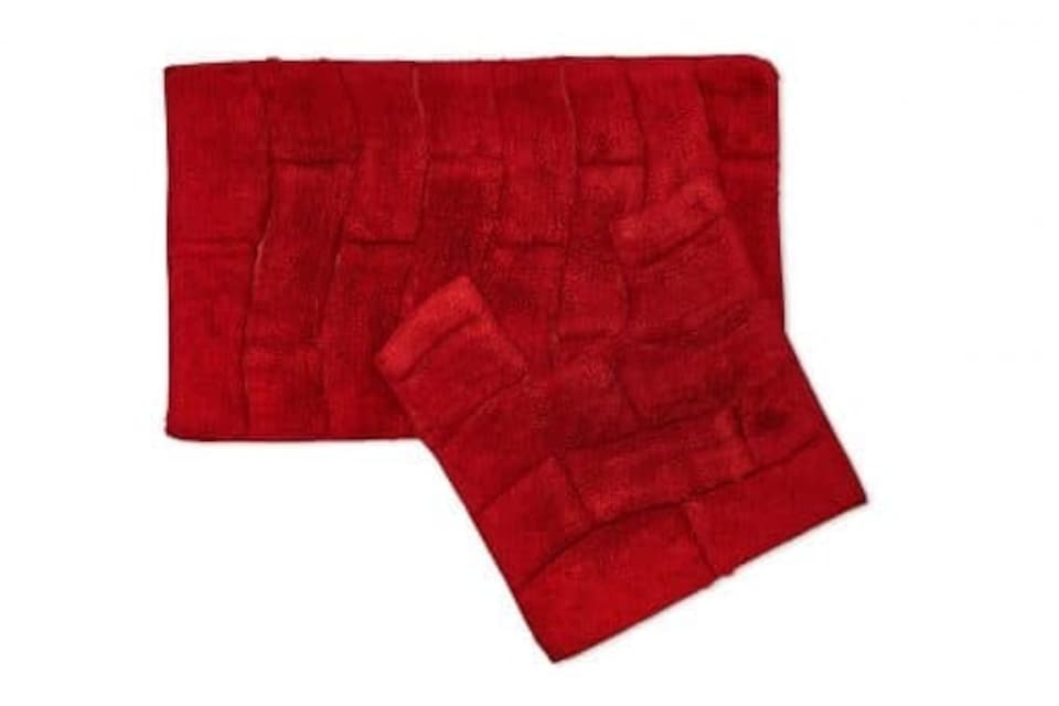 image 1 of Ripple Collection Pure Cotton Jacquard 2pc Bath Set in Red