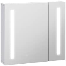 Illuminated Bathroom Mirror Cabinet 650 x 700Hmm LED Bathroom Mirror with Lights Touch Switch, Adjustable Shelf,  USB Charge, White