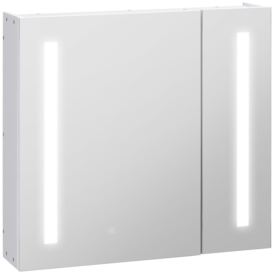 image 1 of Illuminated Bathroom Mirror Cabinet 650 x 700Hmm LED Bathroom Mirror with Lights Touch Switch, Adjustable Shelf,  USB Charge, White