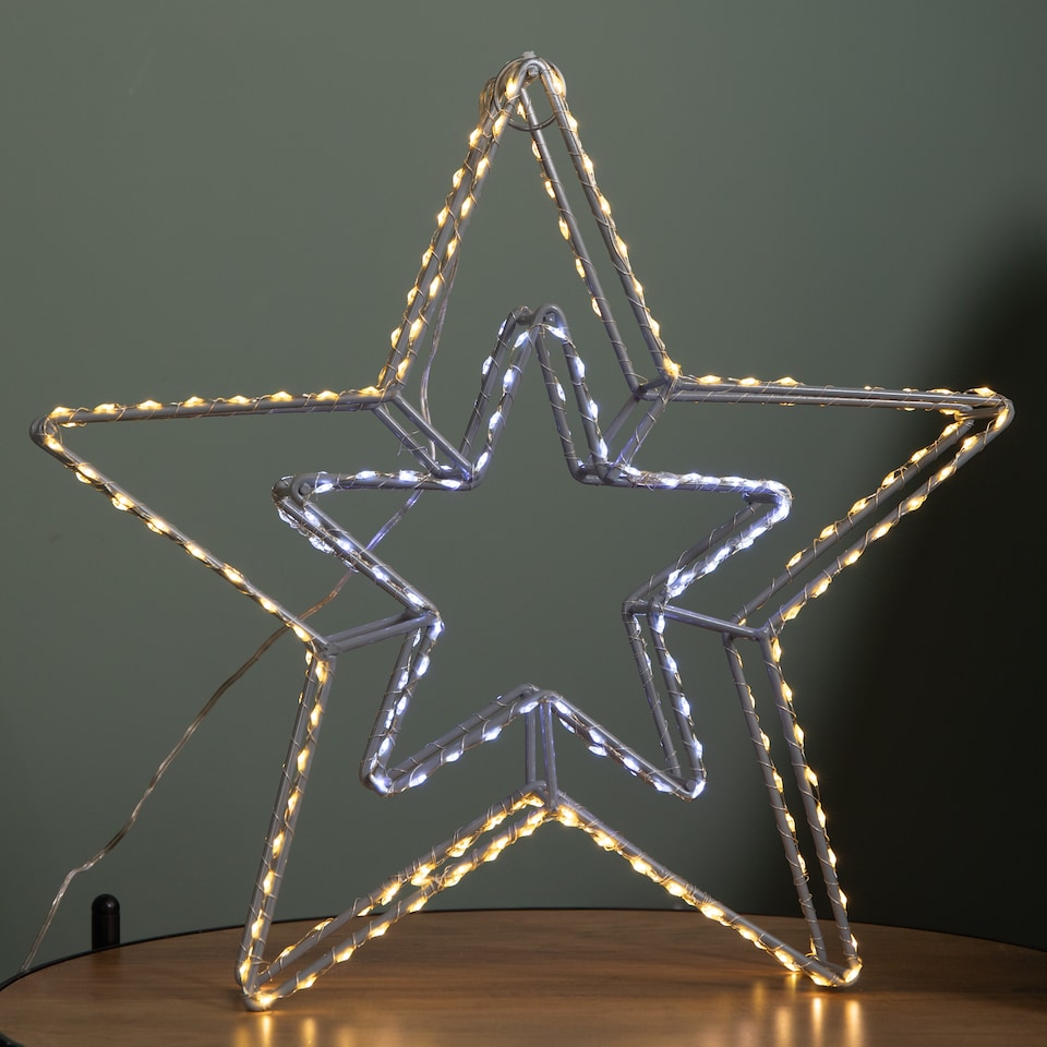 image 1 of 38cm LED Dewdrop Double Star Indoor Outdoor Christmas Decoration in White and Warm White