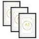 image 1 of Nicola Spring 3x Photo Frames with White A4 Mount - A3 (12" x 17") Black Portrait Hanging Wall Mounted Picture Display Frame