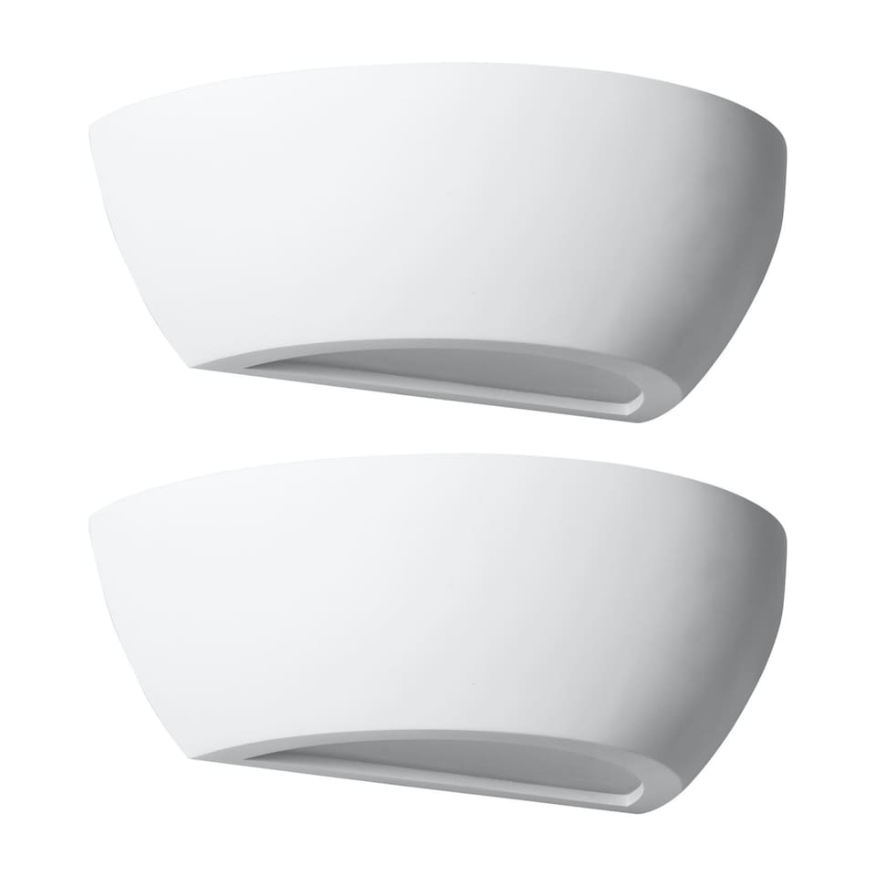 image 1 of Set of 2 Mazzaro - White E14 Plaster Wall Lights | White | 2