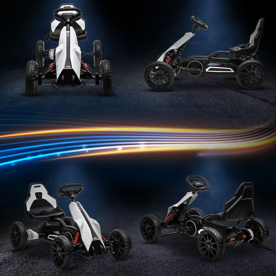 image 1 of HOMCOM 12V Electric Go Kart w/ Forward Reversing 2 Speeds for 3-8 Yrs White
