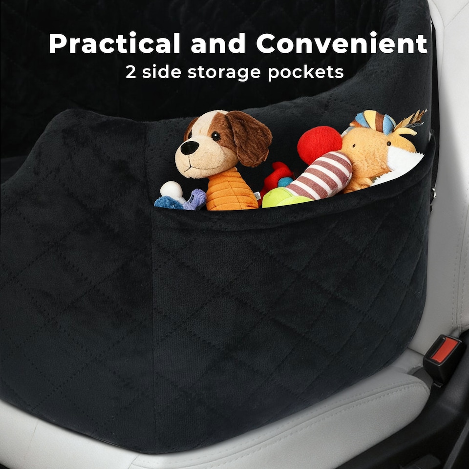 image 1 of Skylos Dog Booster Car Seat Safe Puppy Travel Carrier Bed Bag Basket Pet | Black | Black