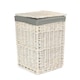 image 2 of Small Square White Wash Laundry Hamper with Grey Sage Lining | Grey | Grey