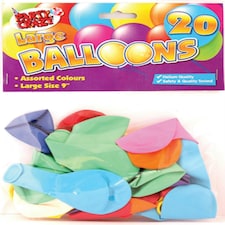 Pack of 20 9" Assorted Colours Large Round Balloons