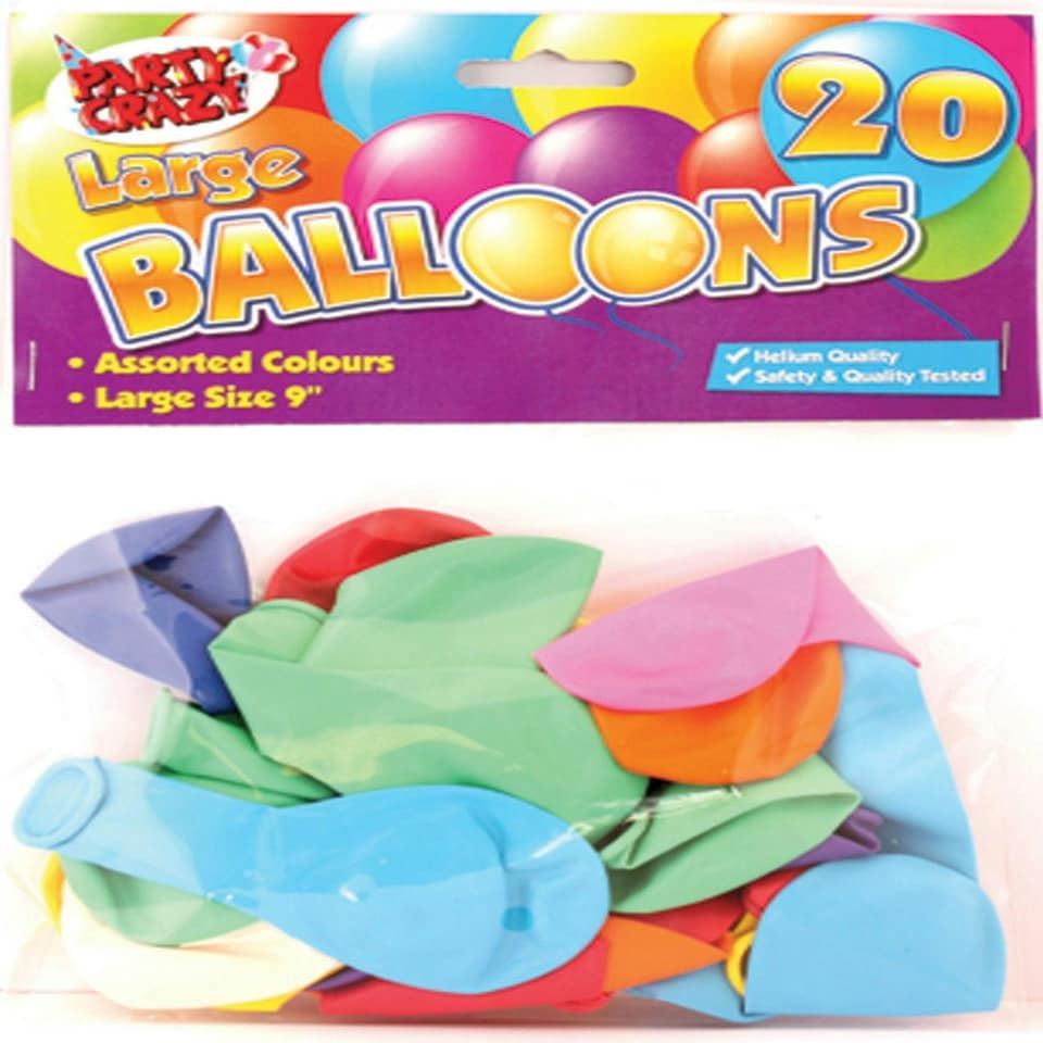 image 1 of Pack of 20 9" Assorted Colours Large Round Balloons