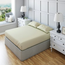 Fitted Sheet Polycotton Plain Dyed Extra Deep 25cm Bed Linen Cream | Small Double