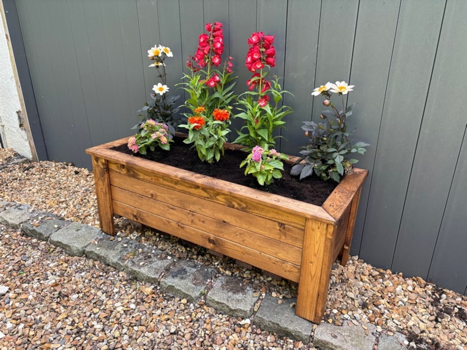 image 1 of Prestbury Raised Rectangular Extra Large Trough - Timber - L47.5 x W109 x H42 cm - Minimal Assembly Required | Brown
