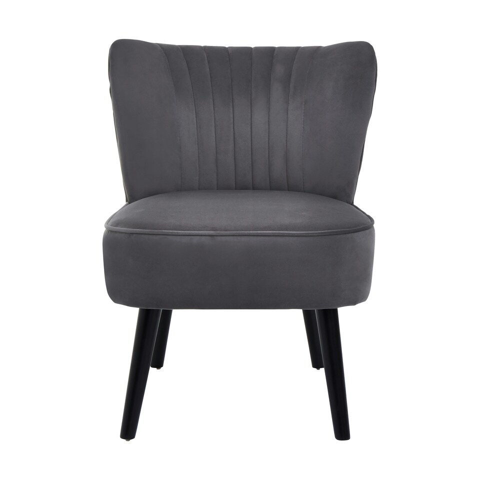 image 1 of Interiors by Premier Grey Velvet Chair, Curved Back Accent chair, Easy to Assemble Borg Chair, Comfy Office Chair