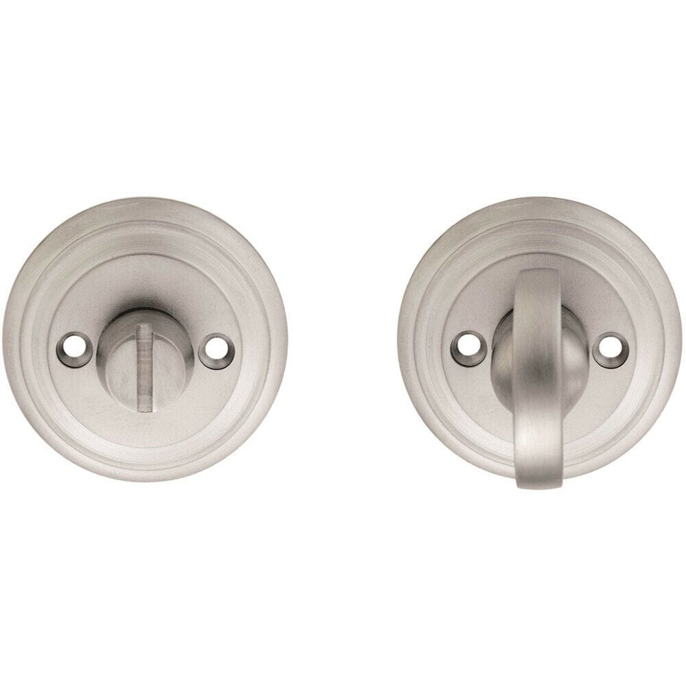 Loops Bathroom Thumbturn & Release Handle Reeded Design 55mm Dia Satin Chrome