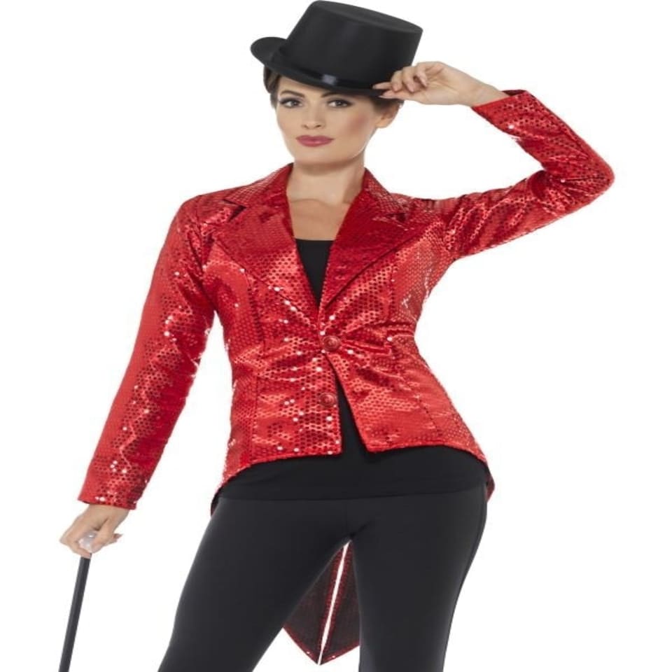 Sequin Tailcoat Jacket - Ladies - Red - 46958S S