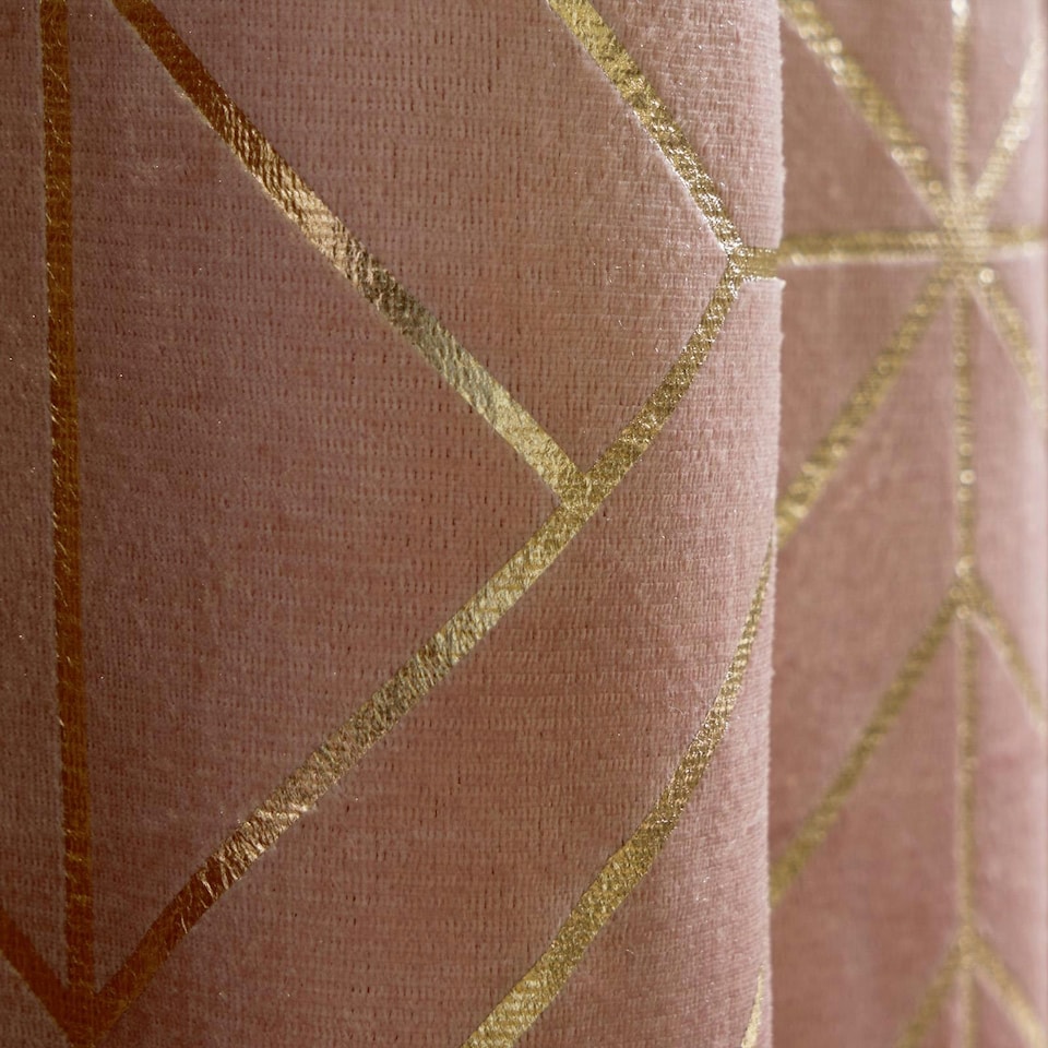 image 1 of OHS Metallic Geo Print Matte Velvet Blackout Eyelet Curtains, 46x54" - Blush Pink