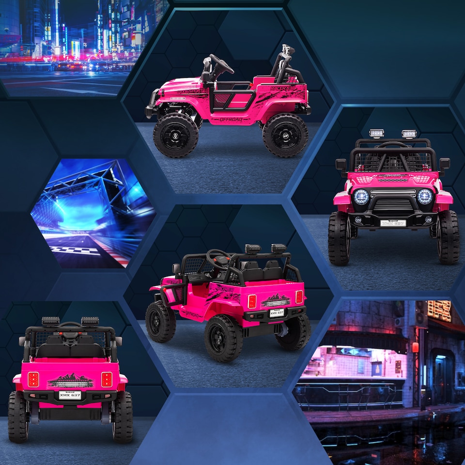 image 1 of AIYAPLAY Kids Ride On Car, 12V Electric Car for Kids with 4 Spring Suspension Wheels, Parental Remote Control, Music Horn LED Lights, Pink