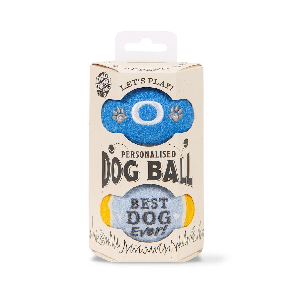 image 1 of Pre-Personalised Dog Ball Gift Pack 2pcs Blue O