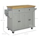 image 3 of HOMCOM Rolling Kitchen Island Cart w/ Rubber Wood Top, Towel Rack