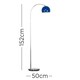 image 3 of ValueLights Polished Chrome Curved Stem Floor Lamp With Gloss Navy Metal Dome Light Shade Blue